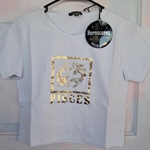 Dolls kill Pisces horoscopez nwt holographic gold baby doll tee! Cropped & cute